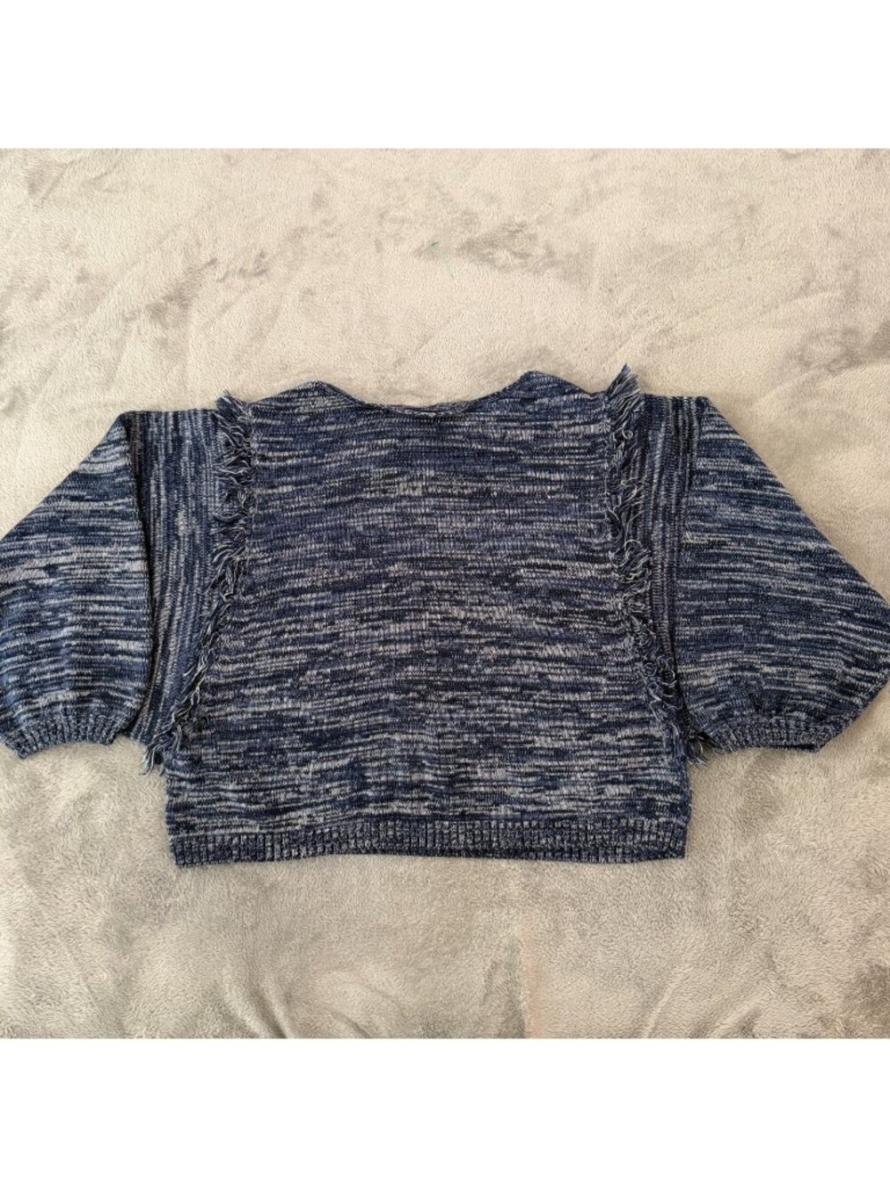 Curator SF Fringe Sweater 100% Cotton XL-2XL Blue Ethically Made Peru